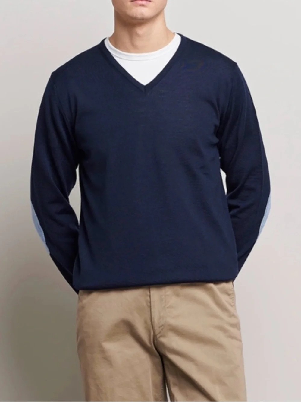 STENSTRÖMS Swedish Navy Merino Wool V-Neck Sweater Men’s